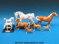 A collection of Beswick palomino and matt white horses and foals