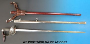 A Wilkinson 1897 pattern officer's sword with George V Cipher, in leather scabbard,