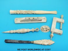 An inlaid RMS Mauretania penknife,