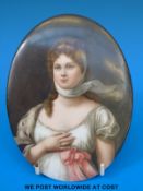 A 19thC KPM plaque hand decorated with a portrait of Queen Louise of Lichtenstein,