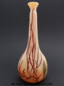 Legras & Cie cameo glass vase of compressed globe and shaft form with flared neck decorated with