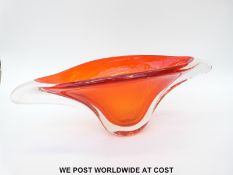 Murano orange glass vase (54cm wide,