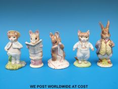 Five Beswick and Royal Albert Beatrix Potter figures including Beswick Tom Kitten,