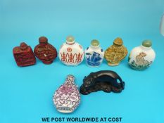 Two Chinese cinnabar lacquer style scent bottles,