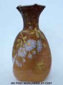 Harrach enamelled and gilt glass vase of twisted form decorated with dragonflies amongst flowers