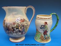 Royal Winton large coaching scenes jug (22 cms tall) and a Crown Devon On lkla Moor Baht'At jug
