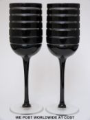 A pair of Nick Munro Tyrone black crystal wine glasses (24cm tall)