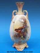 A late 19thC Royal Worcester pedestal vase,