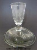Orrefors clear glass vase with engraved floral decoration (24cm tall) and a Holmegaard smoked glass