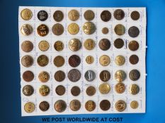 A card containing fifty six hunting buttons to include Devon and Somerset stag, New Forest,