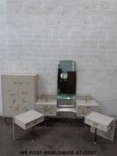 A suite of painted G plan furniture comprising cupboard (W76 x D43 H 120cm),