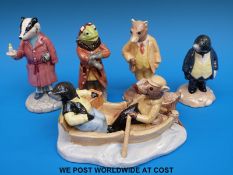 Five Royal Doulton 'Wind in the Willows' figures; Ratty, Mole, Badger, Toad and 'On the River',
