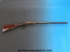 Unnamed 16 bore double barrelled side by side hammer action pinfire shotgun with unusual double