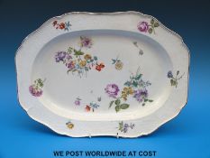 A Meissen platter decorated with flowers (42cm length)
