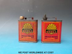 Two 'Junior Shell' vintage cans, height 10.