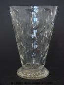 Clyne Farquharson for John Walsh, Walsh Leaf pattern glass vase of tapered form on bulbous,