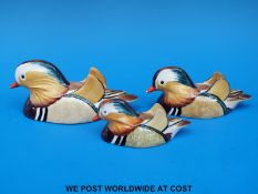 Three Beswick Peter Scott graduated Mandarin ducks including 1519-1