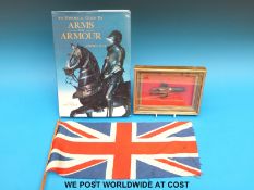 A framed flintlock pistol lock and part barrel,