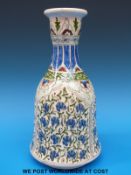 A Persian bottle vase decorated with blue flowers on a cream ground (26.