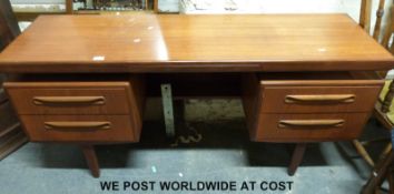 A retro G Plan dressing table with mirror and stool (W153 x D46 x H70cm)
