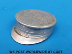 A WWI interest trench art aluminium cap with inscription 'Zeppelin L21 Cuffley Sep 3rd 16'(4 x 3.
