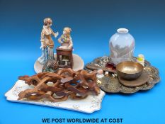 Bing and Grondahl vase, Copenhagen fledgling, miniature Royal Worcester vase, Capodimonte figure,