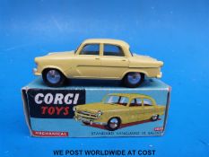 Corgi Toys diecast model Standard Vanguard III Saloon 207M with lemon body in original box with