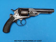 A c1860 Dawes pat 120 bore five shot hammer action percussion revolver with ornate scrolling