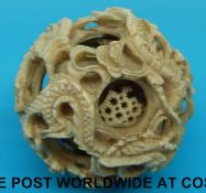 A carved ivory puzzle ball