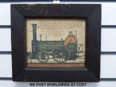 A 19thC pen, ink and watercolour steam locomotive 'Hecate' inscribed Drawn by Michael Bishop,