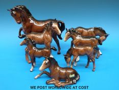 A collection of seven Beswick horses and foals