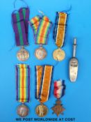 A WWI father and son medal group comprising WWI trio including 1914-1915 star awarded to M2 115706