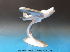 An aluminium flying boat trophy or desk stand (height 23.