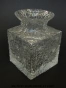 Iittala, Finland 'crocus' vase with cuboid body, textured finish and original label,