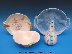A mixed selection of ceramics to include a 1950's Piazza Ware tapered vase,