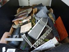 A collection of Hornby and Tri-ang 00 gauge buildings and accessories including Electrically