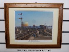 Five Rob Rowland signed Gloucester railway prints (largest four 29 x 40cm)