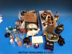 A large quantity of small collectables including cloisonné vase, bone items, silver plate,