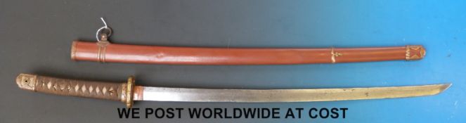 A Japanese WWII Katana or Samurai sword with shagreen and bound hilt