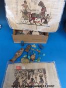 A collection of Egyptian and similar style items to include scarab beetle, bronze frog,