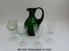 Seven wine glasses,