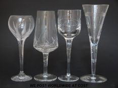Four pairs of wine glasses,