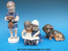 Two Bing & Grondhal figures together with a Royal Copenhagen dachshund