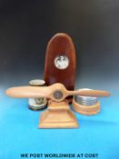 A wooden aircraft propeller tip photograph frame, height 36cm,