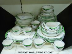 Alfred Meakin Art Deco style dinner service six place setting including tureens and oval serving