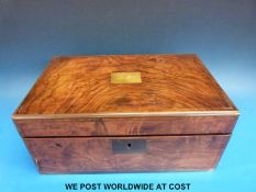 A 19thC walnut & brass bound writing slope (width 35cm)