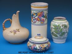 Three pieces of Poole pottery and a Worcester style jug