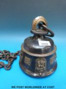 A South East Asian brass/ bronze bell (19.