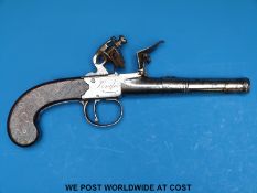 Ketland & Co London Queen Anne hammer action flintlock pocket pistol,