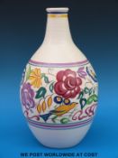A large Poole pottery bottle vase decorated with birds